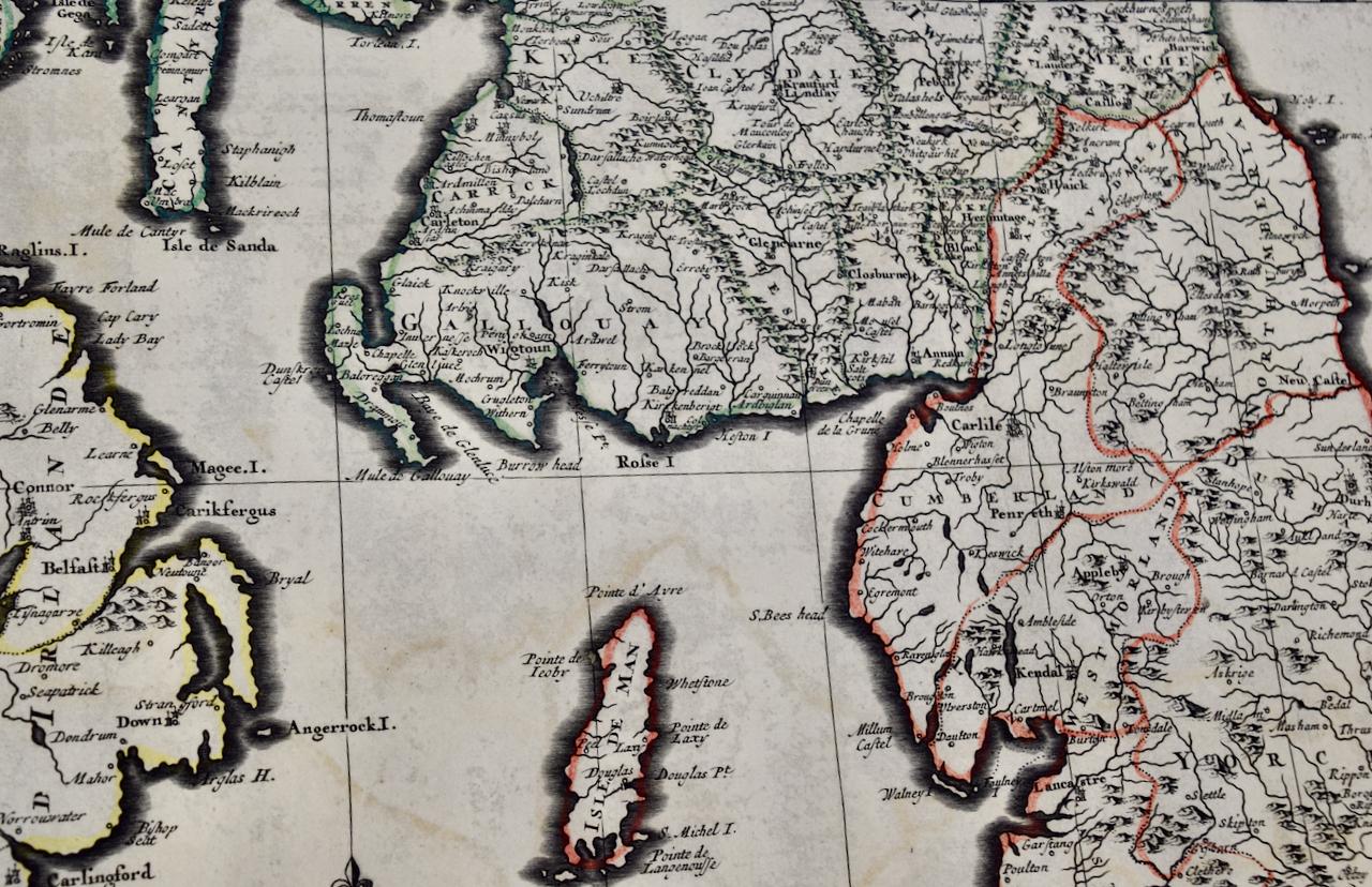 Great Britain, N. France: A Large 17th C. Hand-colored Map by Sanson and Jaillot For Sale 9