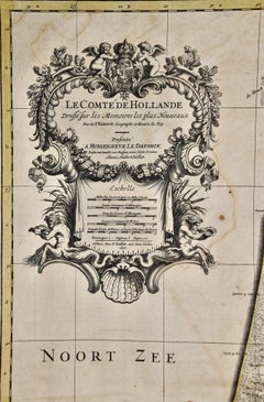 North Holland, Netherlands: A Large 17th C. Hand-colored Map by Sanson & Jaillot