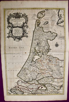 North Holland, Netherlands: A Large 17th C. Hand-colored Map by Sanson & Jaillot