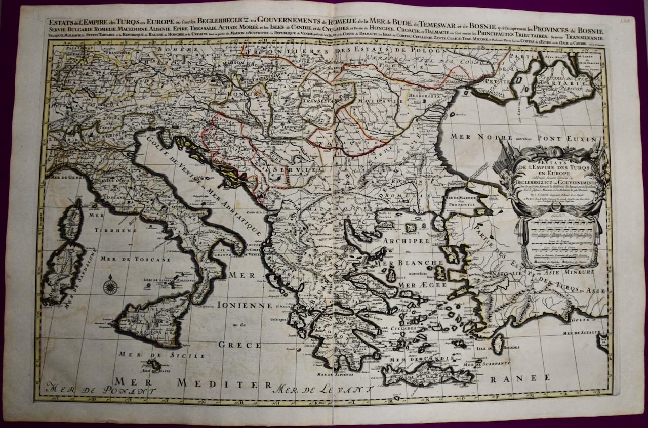 Nicholas Sanson d'Abbeville Print - Southern & Eastern Europe: A Large 17th C. Hand-colored Map by Sanson & Jaillot