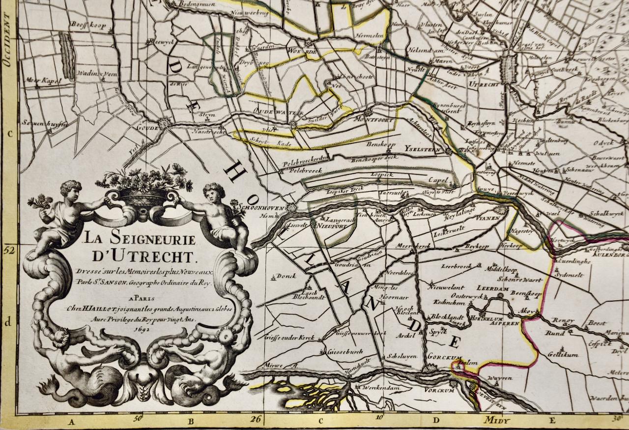 Utrecht, Netherlands: A Large 17th Century Hand-colored Map by Sanson & Jaillot - Print by Nicholas Sanson d'Abbeville