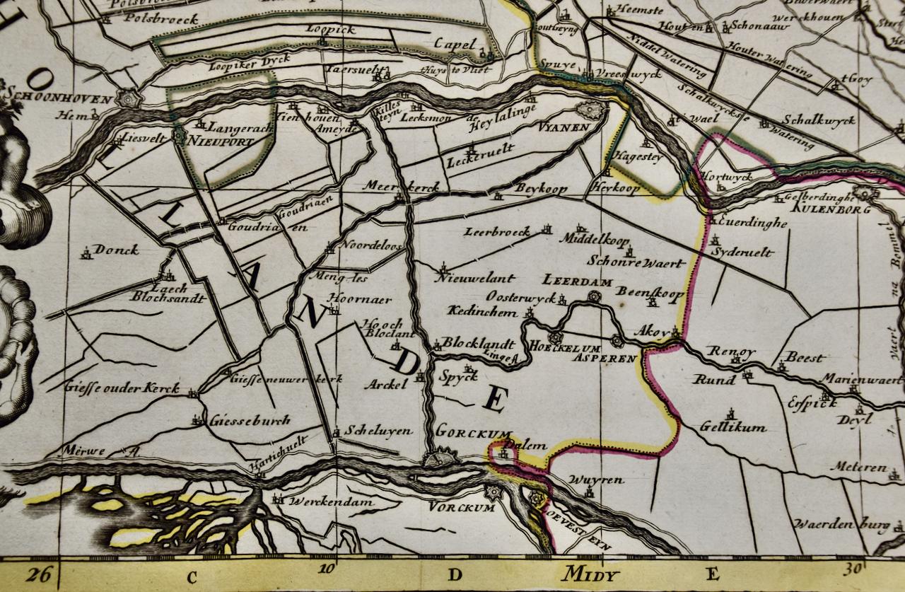 Utrecht, Netherlands: A Large 17th Century Hand-colored Map by Sanson & Jaillot For Sale 2