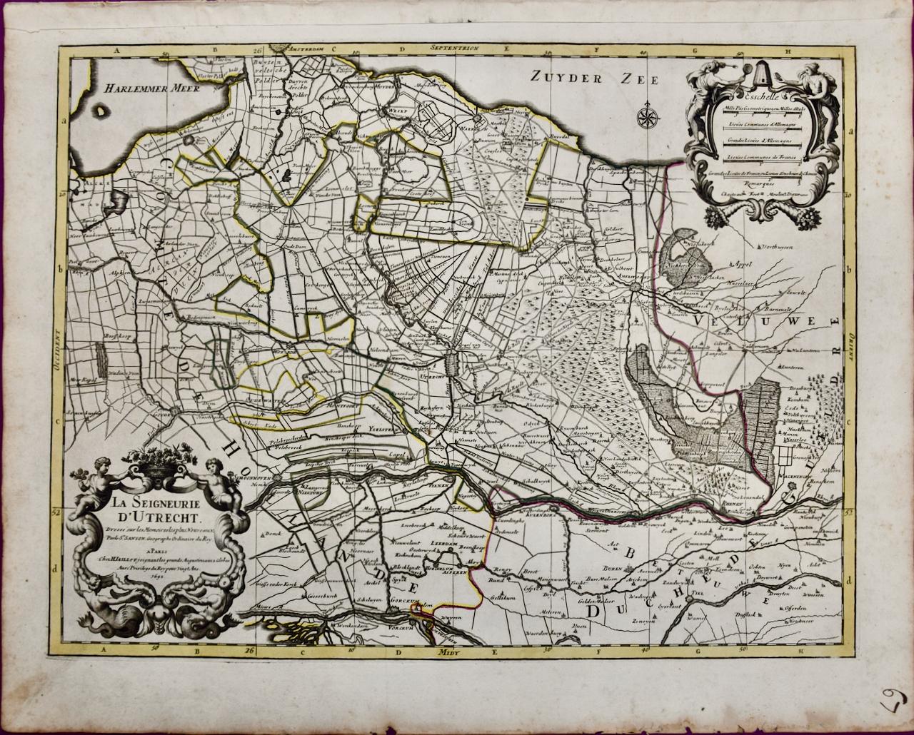 Nicholas Sanson d'Abbeville Print - Utrecht, Netherlands: A Large 17th Century Hand-colored Map by Sanson & Jaillot