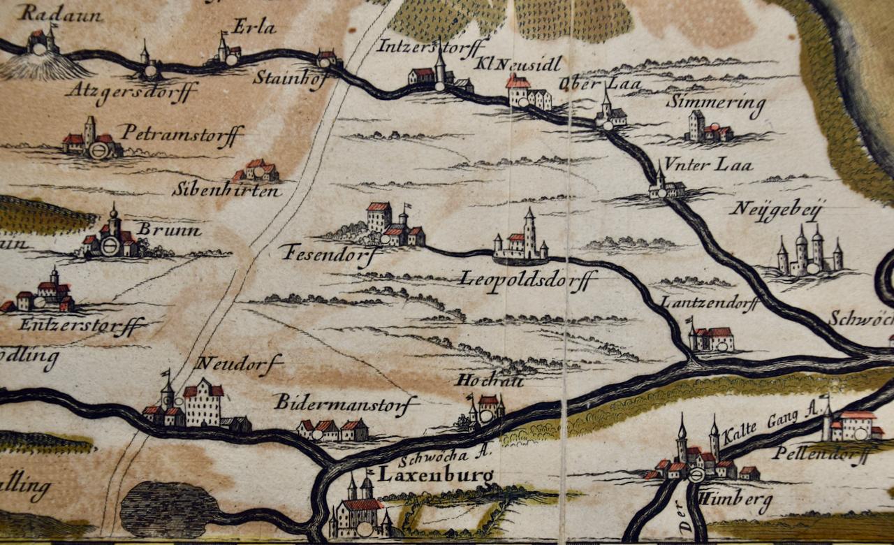 Vienna, Austria: A Large 17th Century Hand-colored Map by Sanson and Jaillot For Sale 4
