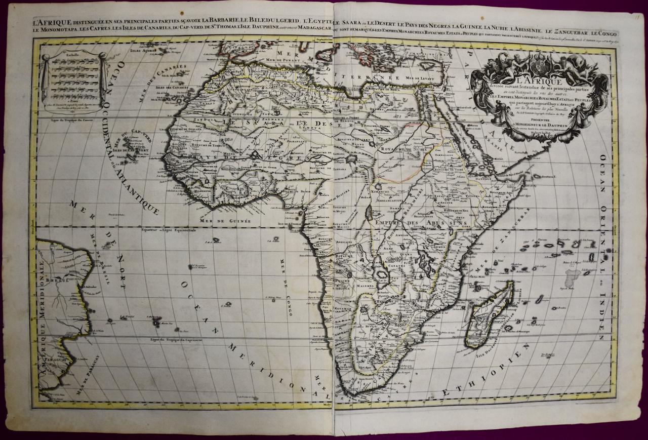 Nicholas Sanson d'Abbeville Print - Africa: A Large 17th Century Hand-colored Map By Sanson and Jaillot