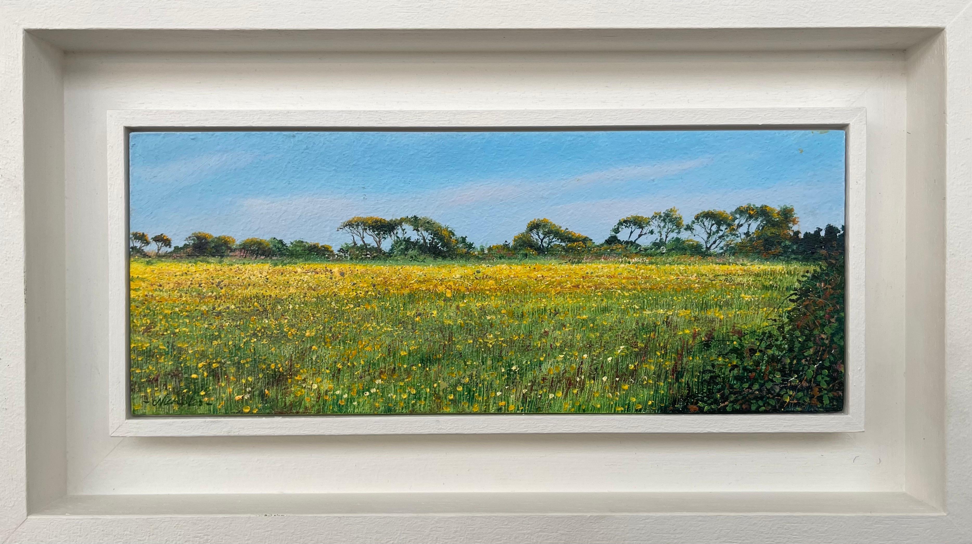 Nicholas Smith Figurative Painting - Buttercup Fields English Landscape Painting by Contemporary Photorealist Artist