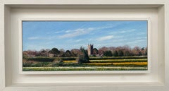 Campos de narcisos Paisaje inglés Pintado por un artista fotorrealista contemporáneo