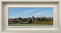 Daffodil Fields English Landscape Painting by Contemporary Photorealist Artist