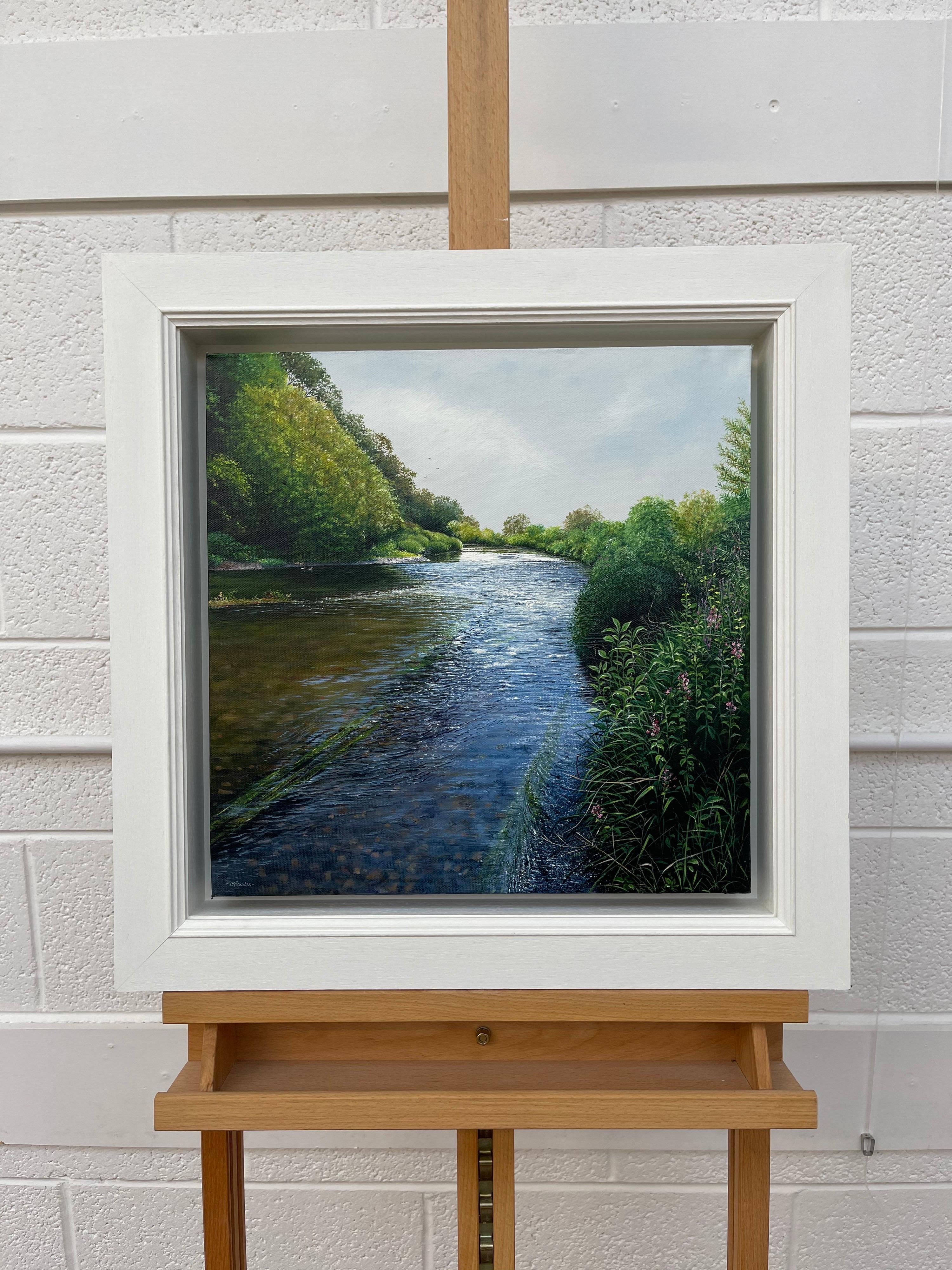 Light Reflections on the River Landschaftsgemälde des britischen Fotorealistischen Künstlers (Fotorealismus), Painting, von Nicholas Smith