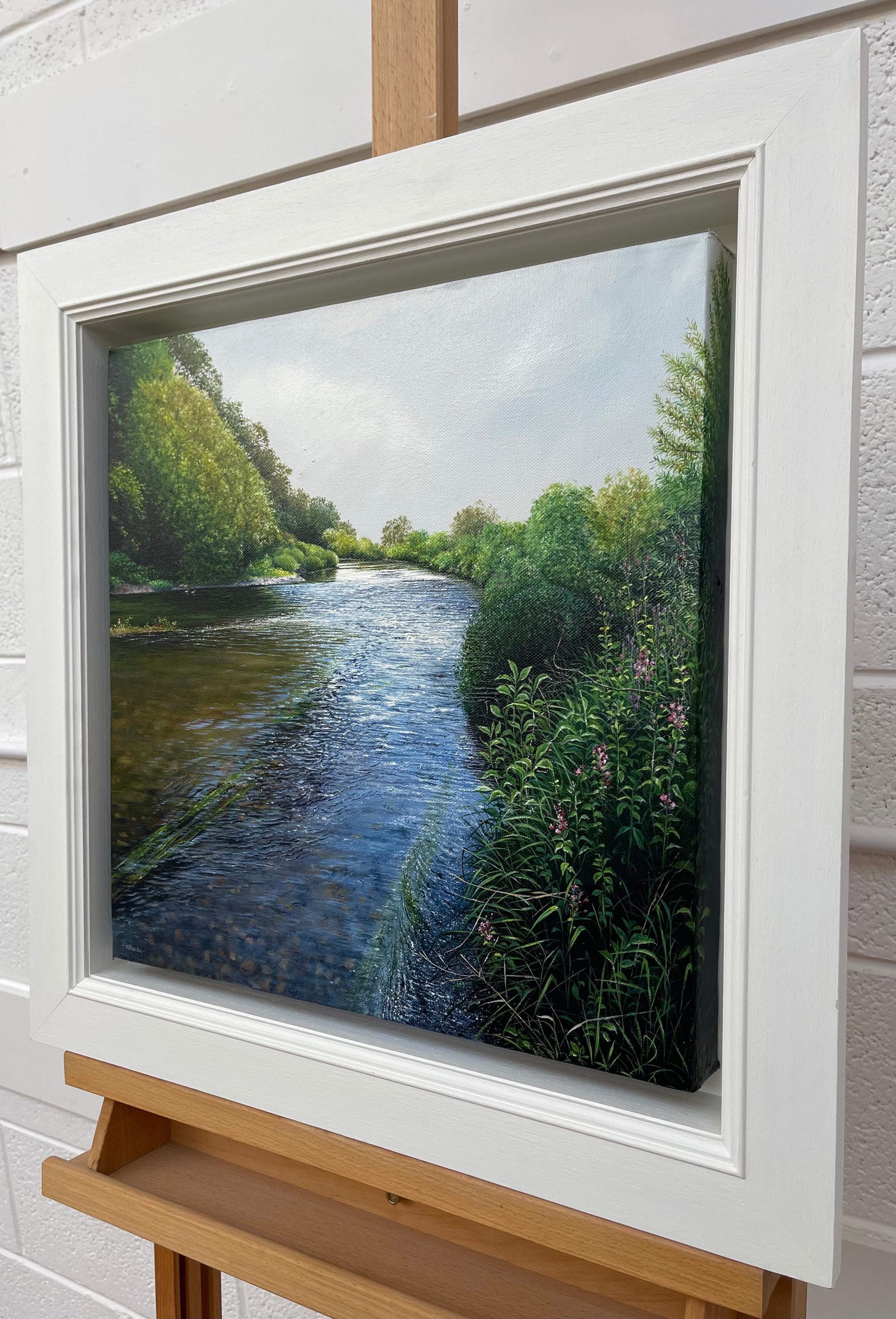 Light Reflections on the River Landscape Painting by British Photorealist Artist, Nicholas Smith. 

Art measures 16 x 16 inches
Frame measures 21 x 21 inches  

Nicholas Smith was born in 1960, and is the son of one of Britain’s foremost landscape