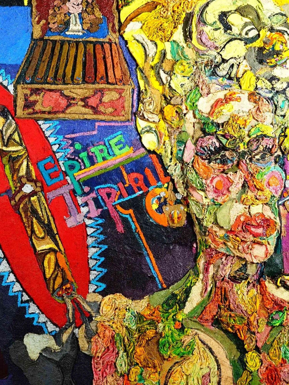 Nicholas Sperakis, américain, né en 1943, peinture à l'huile et café sur toile représentant une impressionnante composition d'empâtements avec un portrait de femme. Signé en bas à gauche. Nicholas Sperakis, le plus jeune des artistes originaux de