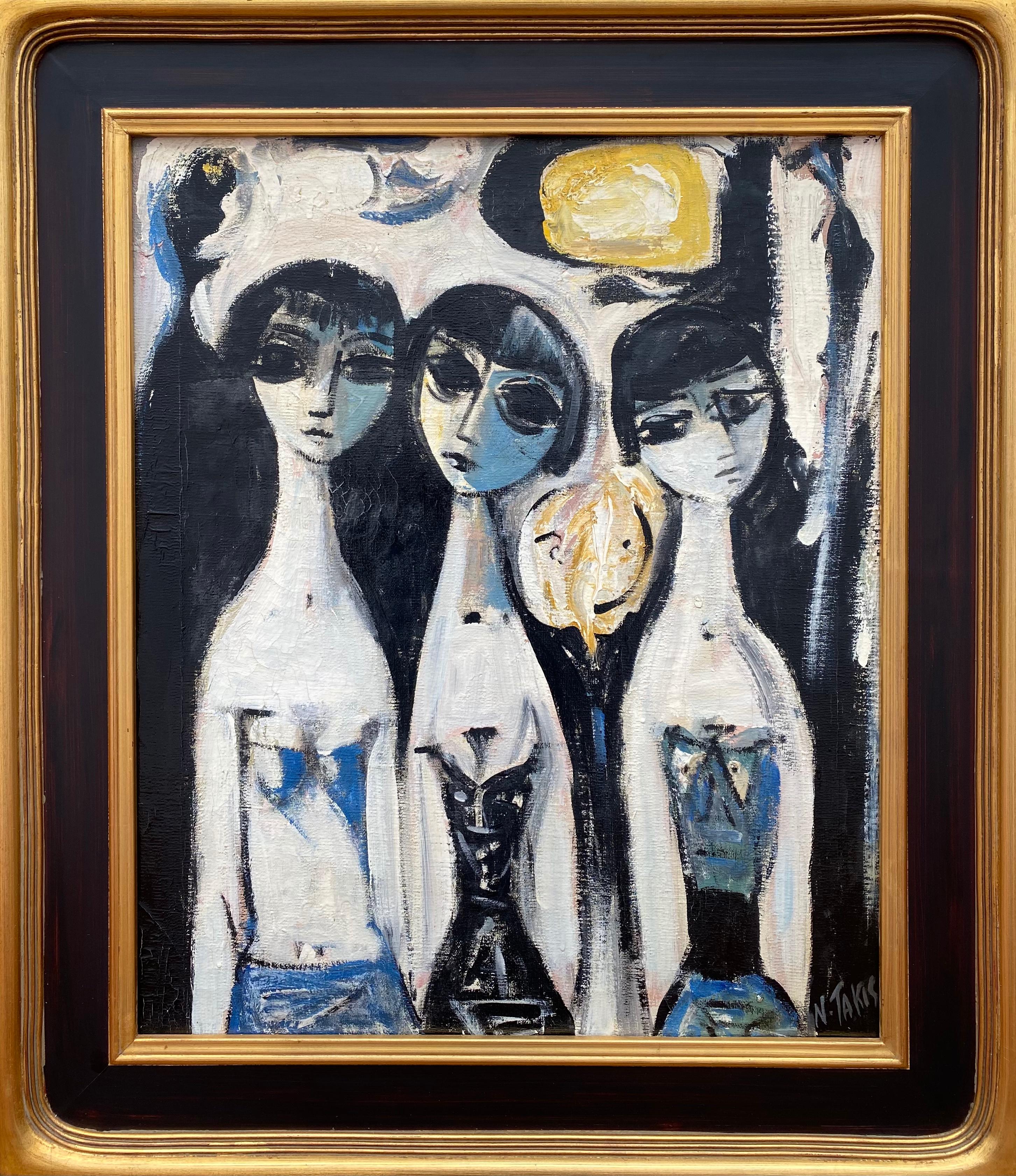 “The Three Beauties” - Painting by Nicholas Takis