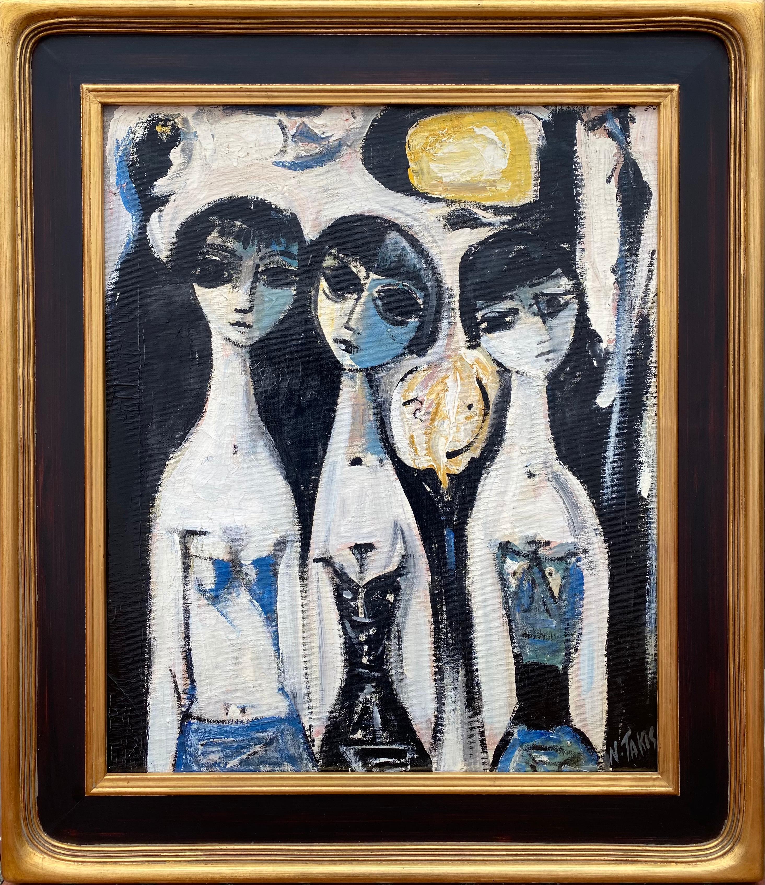 “The Three Beauties” - Modern Painting by Nicholas Takis