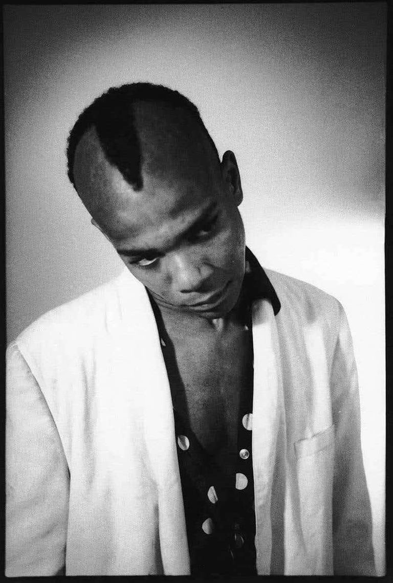 BASQUIAT photograph New York 1979 (Basquiat portrait) - Gray Figurative Photograph by Nicholas Taylor