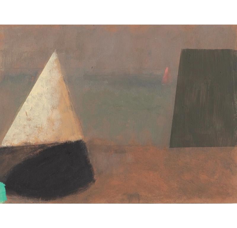 Black Boat with Sail, Oil on Panel Painting by Nicholas Turner, 2023