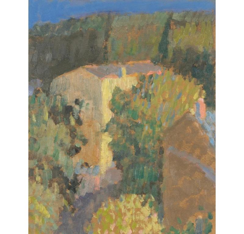 Blue Roofs, Roque-sur-Cèze Painting by Nicholas Turner B. 1972, 2023

Additional information:
Medium: Oil on panel
Dimensions: 25.4 x 20.3 cm
10 x 8 in
Signed, dated and titled on the reverse.

Nicholas Turner is a painter of quiet compositions that