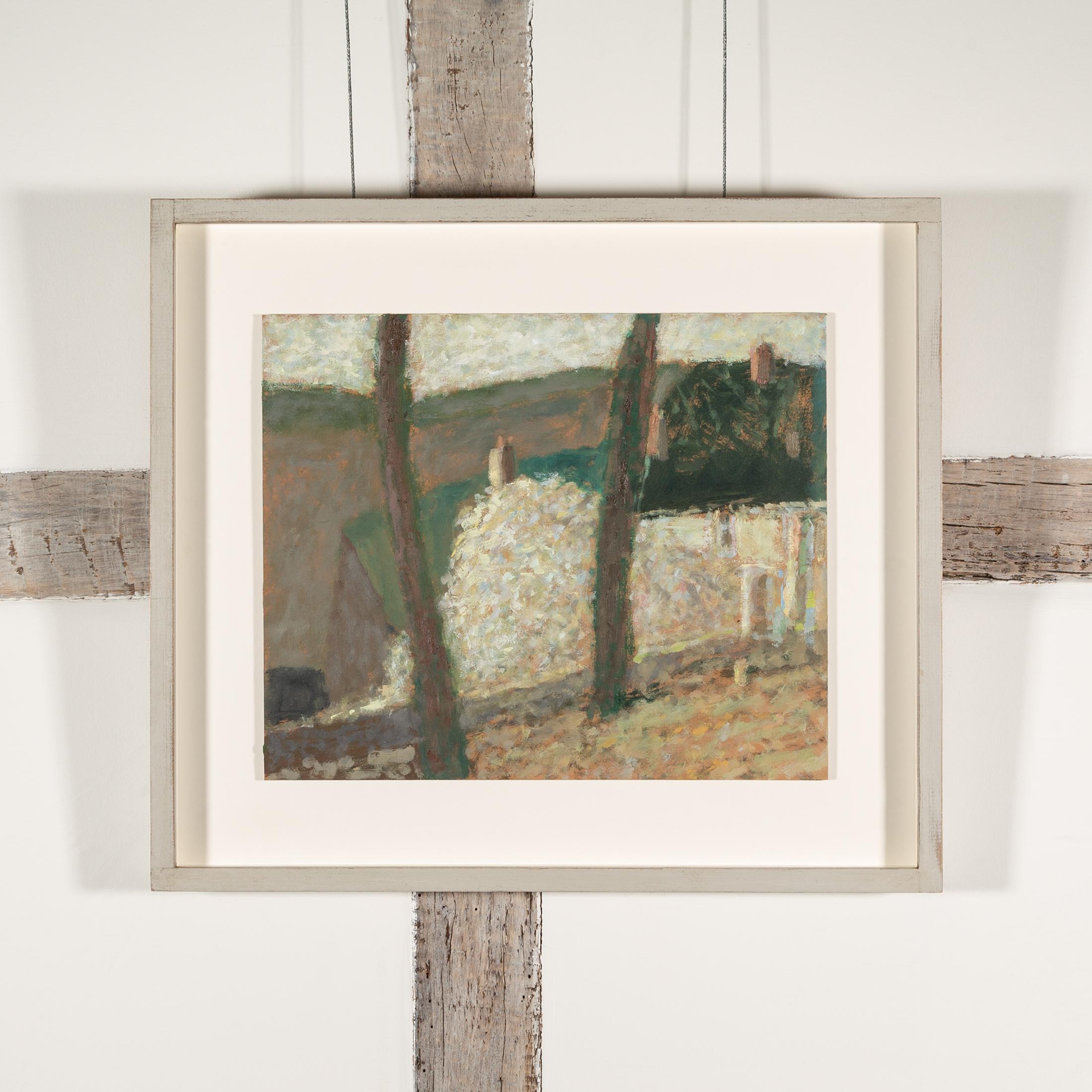 Casa de campo en primavera - Blanco + Verde Paisaje contemporáneo Pintura al óleo, Árboles - Painting de Nicholas Turner