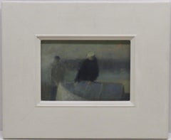 English Late 20th Century impressionist original oil painting FISHERMAN
