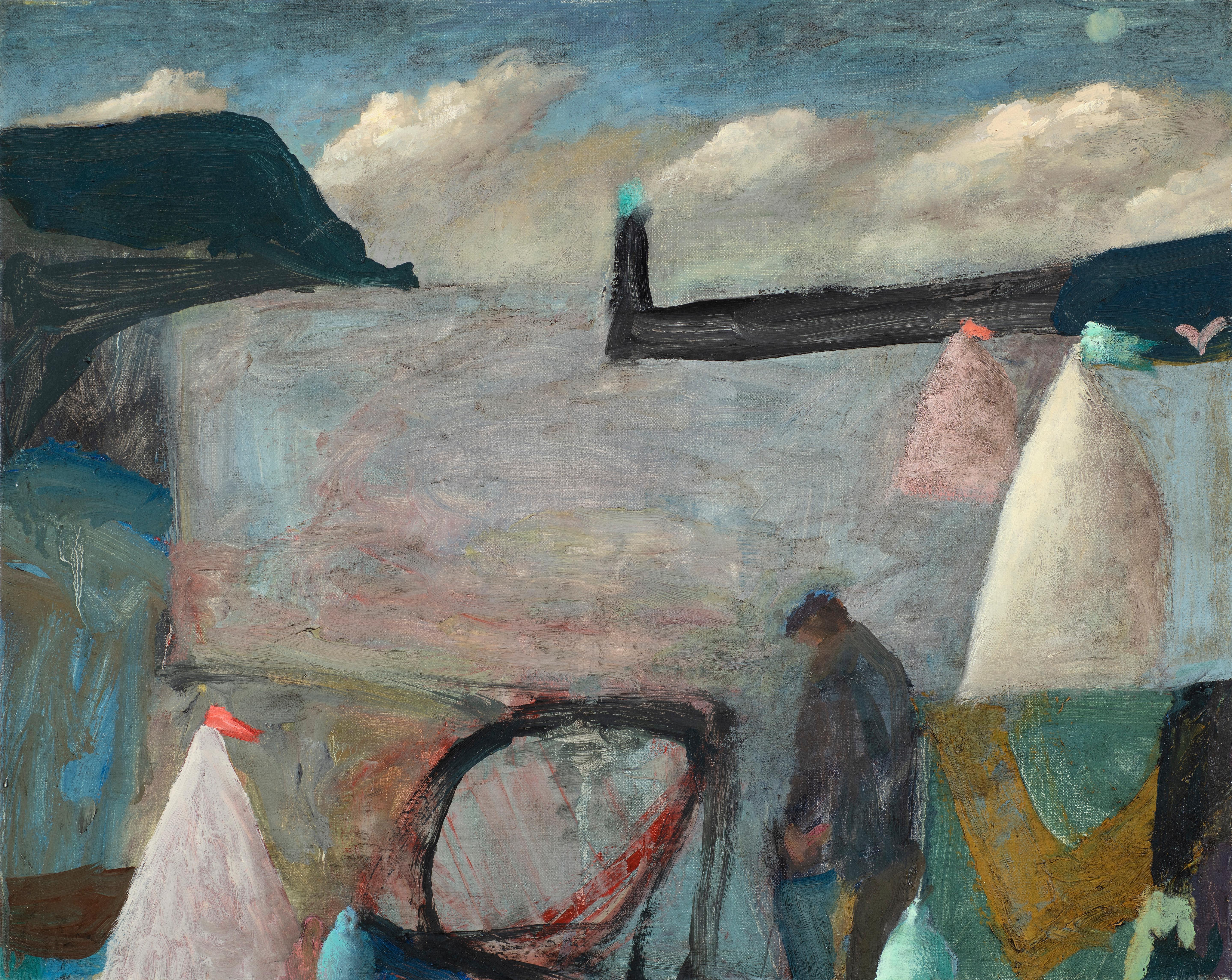 Nicholas Turner Landscape Painting - Fisherman with three sails