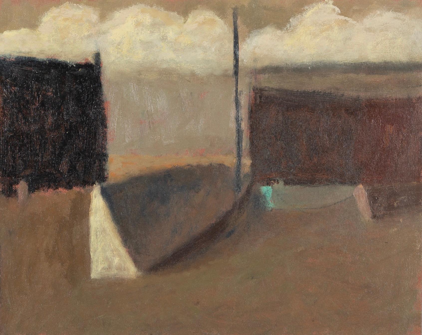 Hafenmauer, 2023-24 - Contemporary Seascape in neutralen Tönen, Brown + White