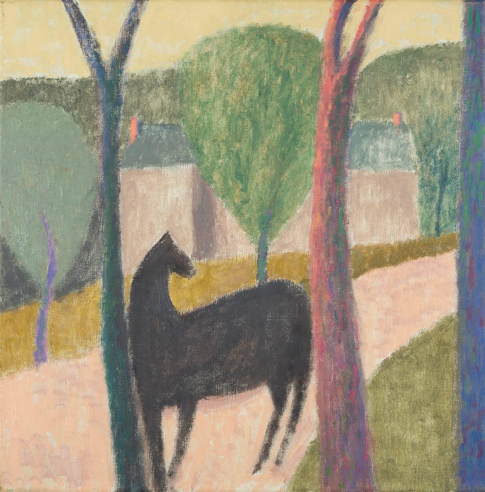 Lane with Horse Painting by Nicholas Turner B. 1972, 2022-23

Additional information:
Medium: Oil on canvas
Dimensions: 40 x 40 cm
15 3/4 x 15 3/4 in
Signed, dated and titled verso.

Nicholas Turner is a painter of quiet compositions that are