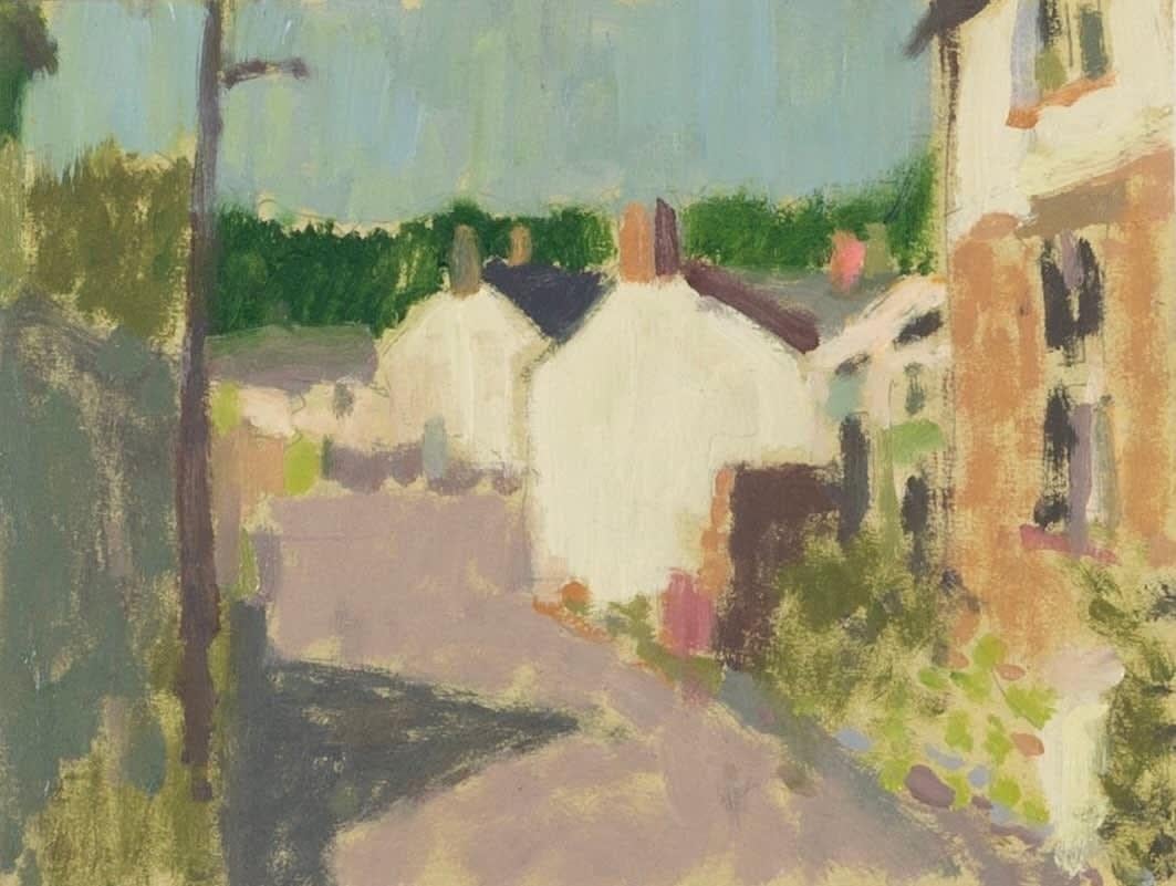 Lane with Shadow, Oil on Board Painting by Nicholas Turner B. 1972, 2023

Additional information:
Medium: Oil on board
Dimensions: 15.5 x 20.3 cm
6 1/8 x 8 in
Signed, dated and titled verso

Nicholas Turner is a painter of quiet compositions that