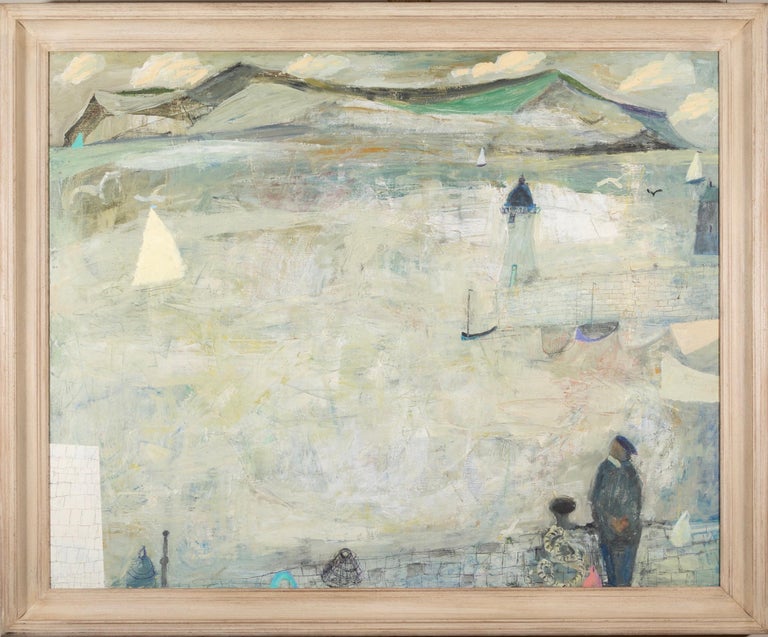 Nicholas Turner Fisherman and White Harbour 2020 landscape oil painting - Painting by Nicholas Turner