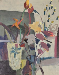 Nicholas Turner, Poppy Heads, flower painting, oil on canvas