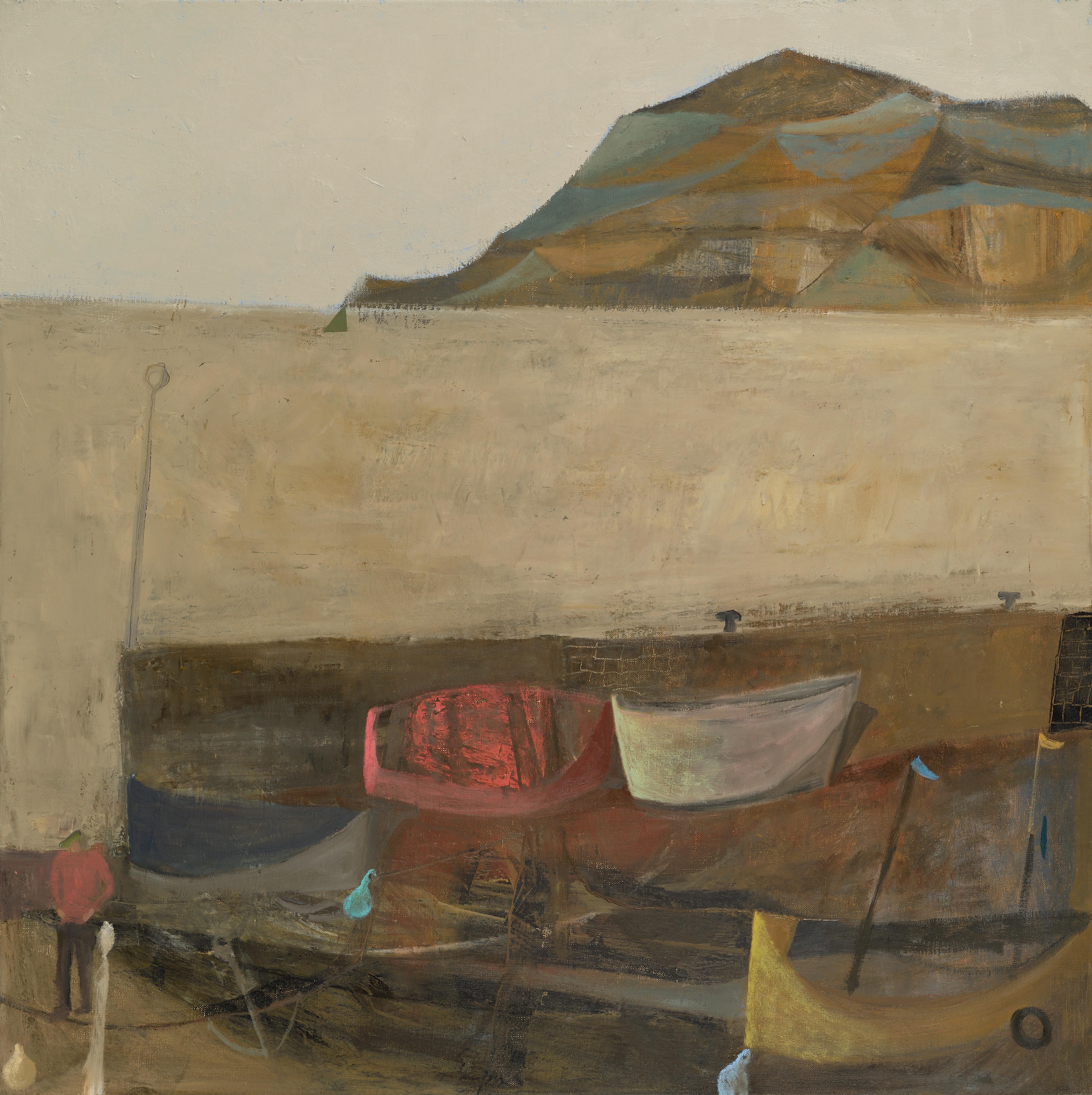 Nicholas Turner Landscape Painting - Red Fisherman - Contemporary - 21st century - seascape