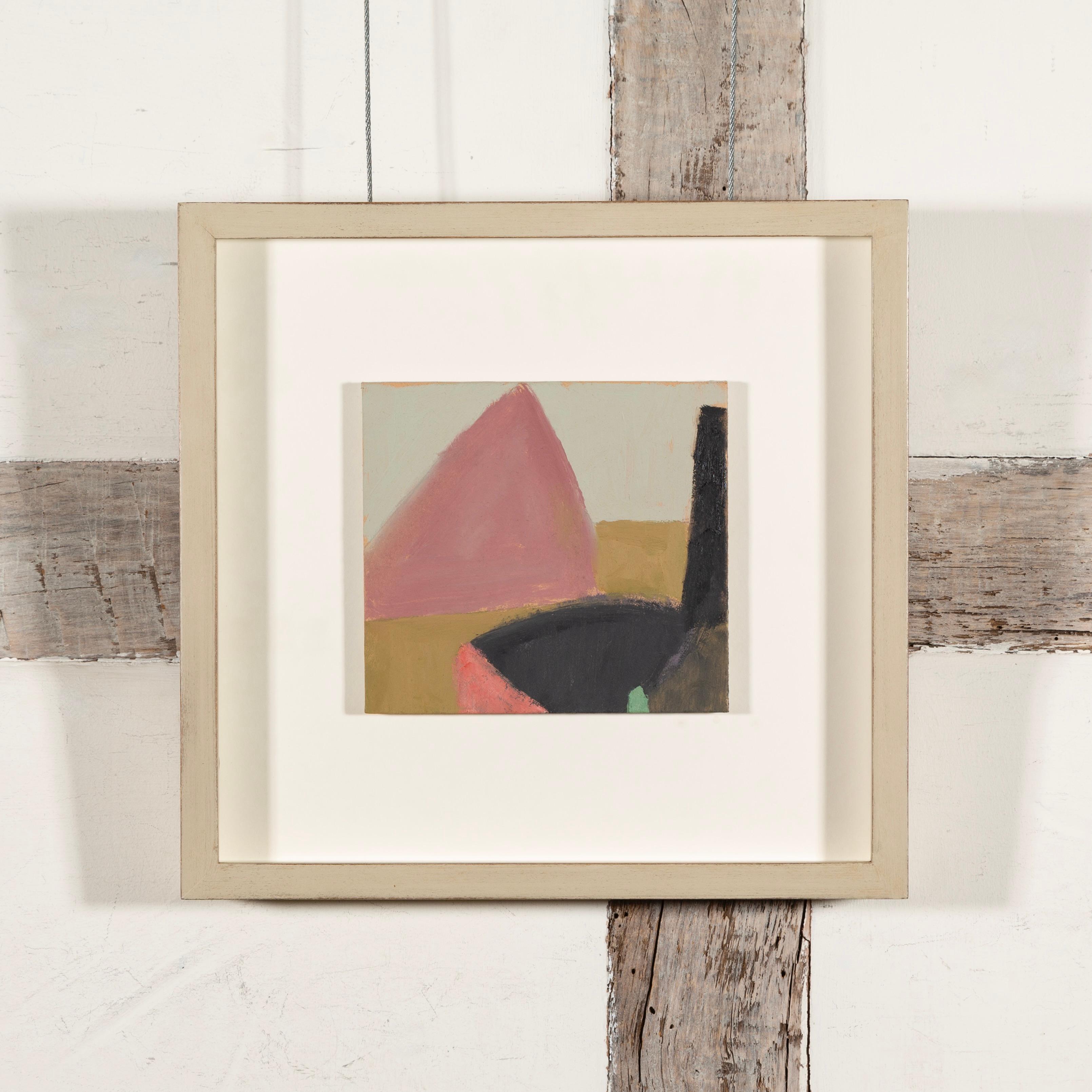 Vela e muro, 2023 - Paesaggio marino astratto minimalista con barche, rosa e marrone - Painting di Nicholas Turner
