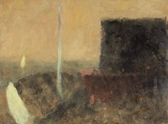 Sail, Boat and Mast, peinture à l'huile sur panneau de Nicholas Turner, 2023