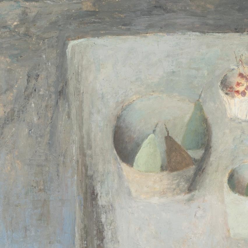 Nicholas Turner b. 1972
Table with Pears, 2013-2014
oil on board
76 x 81.5 cm
29 7/8 x 32 1/8 in
signed, dated and titled verso

Born in London, Turner spent many years in Bristol before moving to Monmouthshire, Wales. After his Foundation at UWE