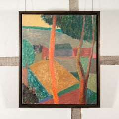 Trees Collioure - Colourful Modern Landscape Oil Painting with Houses and Trees