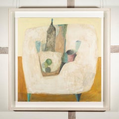 Mesa blanca, Óleo sobre lienzo, Pintura figurativa de bodegón, 2022