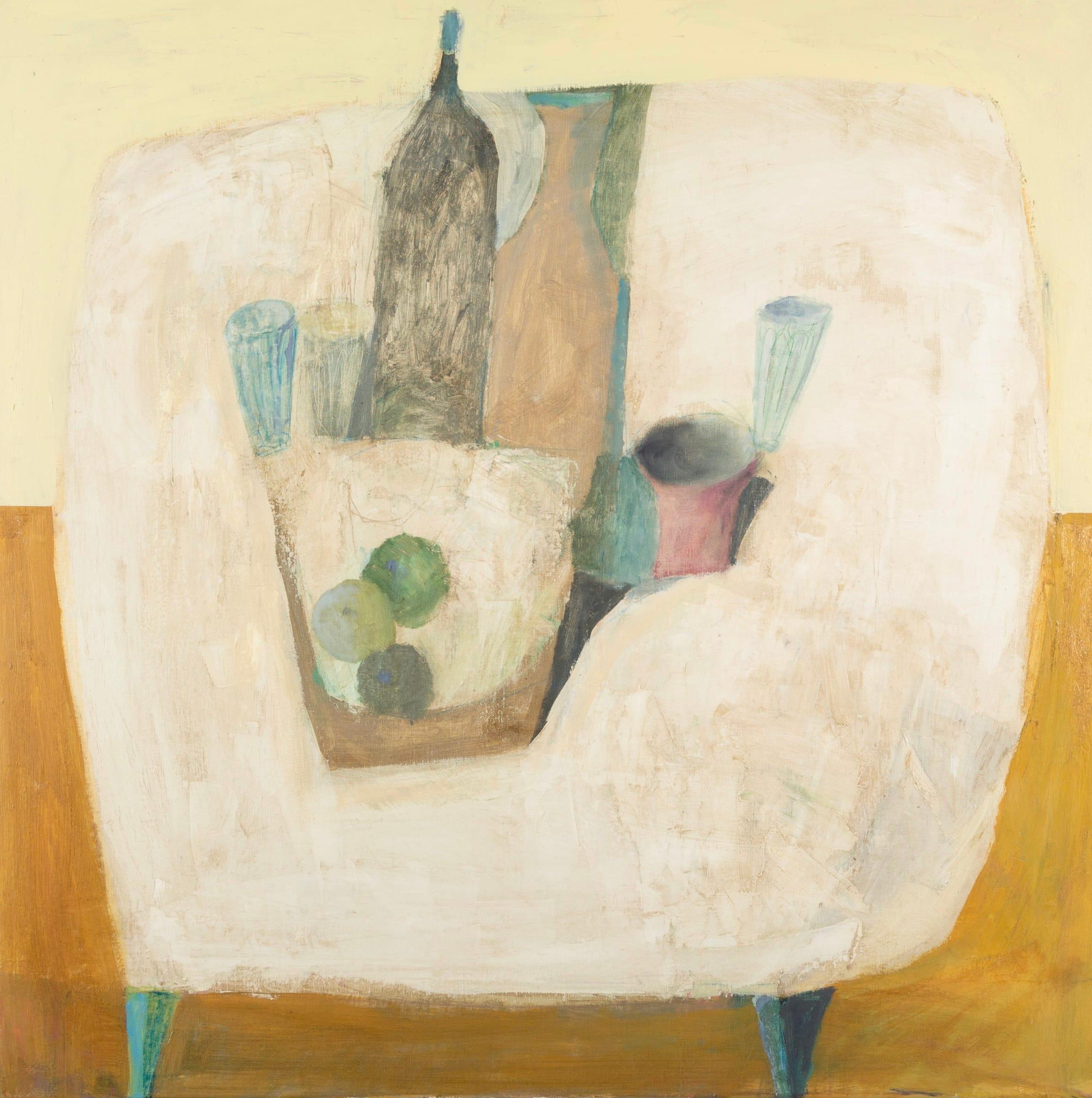 White Table, Oil on Canvas Painting by Nicholas Turner B. 1972, 2022

Additional information:
Medium: Oil on canvas
Dimensions: 80 x 80 cm
31 1/2 x 31 1/2 in
Signed, titled and dated verso

Nicholas Turner is a painter of quiet compositions that are