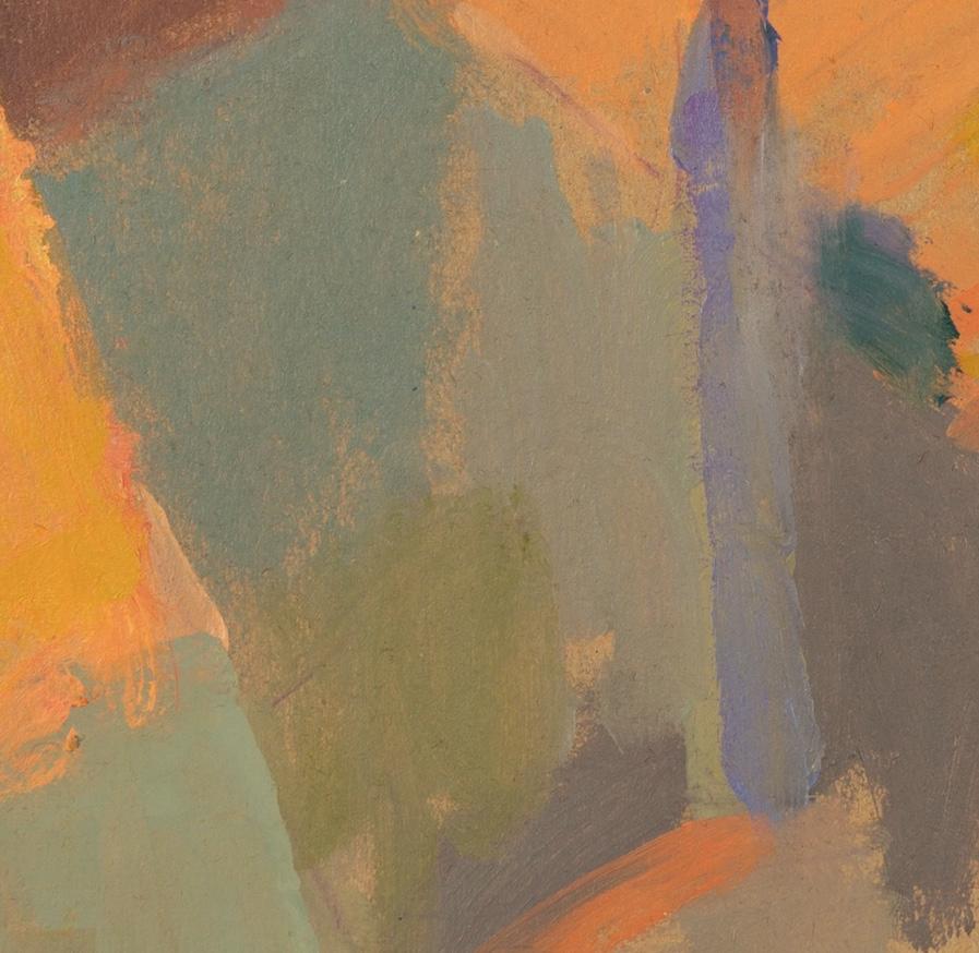 Tejado Amarillo (A Través de Cadaqués) - Pintura al Óleo Paisaje Edificio Amarillo Colorido en venta 3