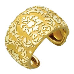 Nicholas Varney 18 Karat Yellow Gold Damask Cuff Bracelet
