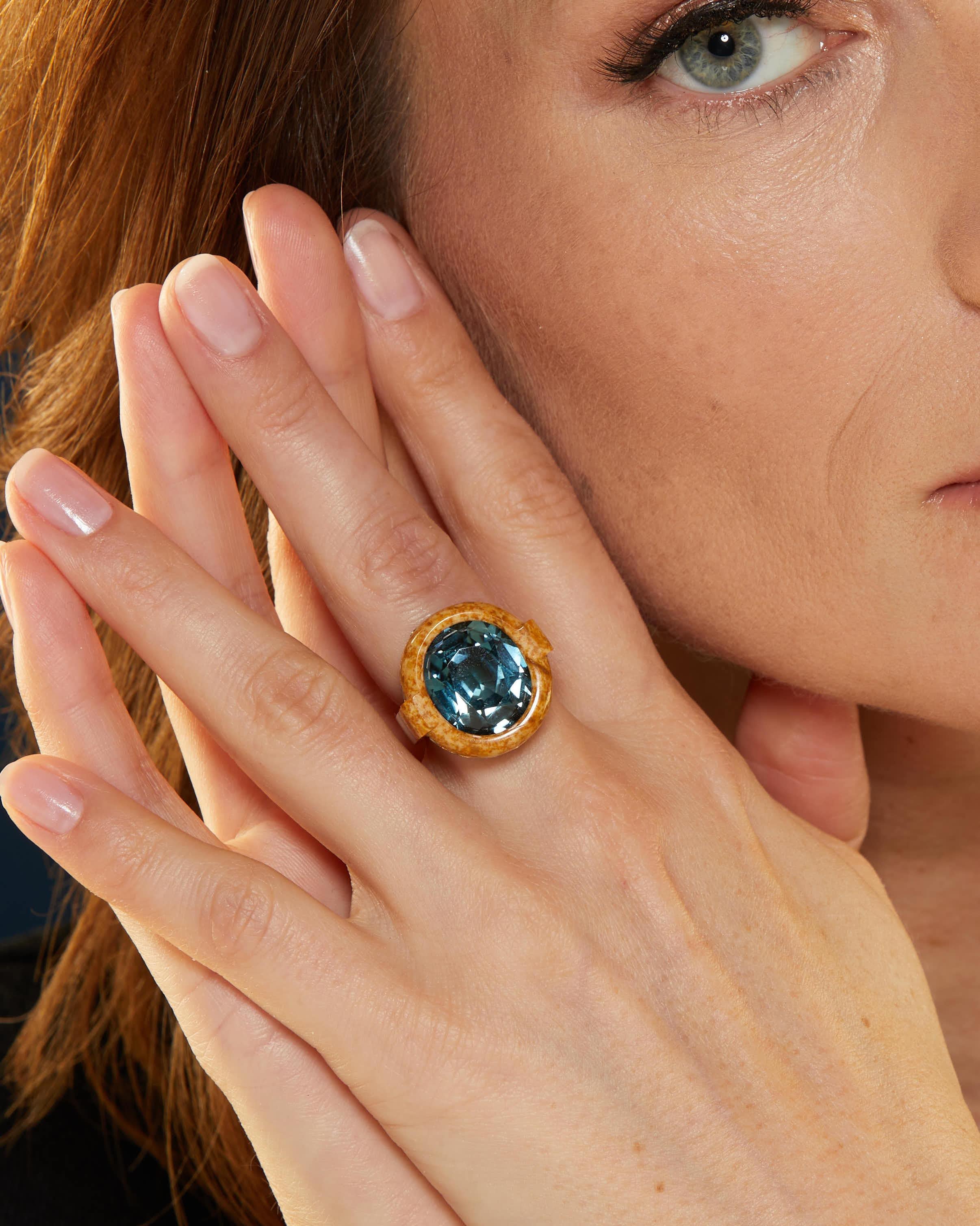 Nicholas Varney Blue Tourmaline Gion Ring For Sale 4