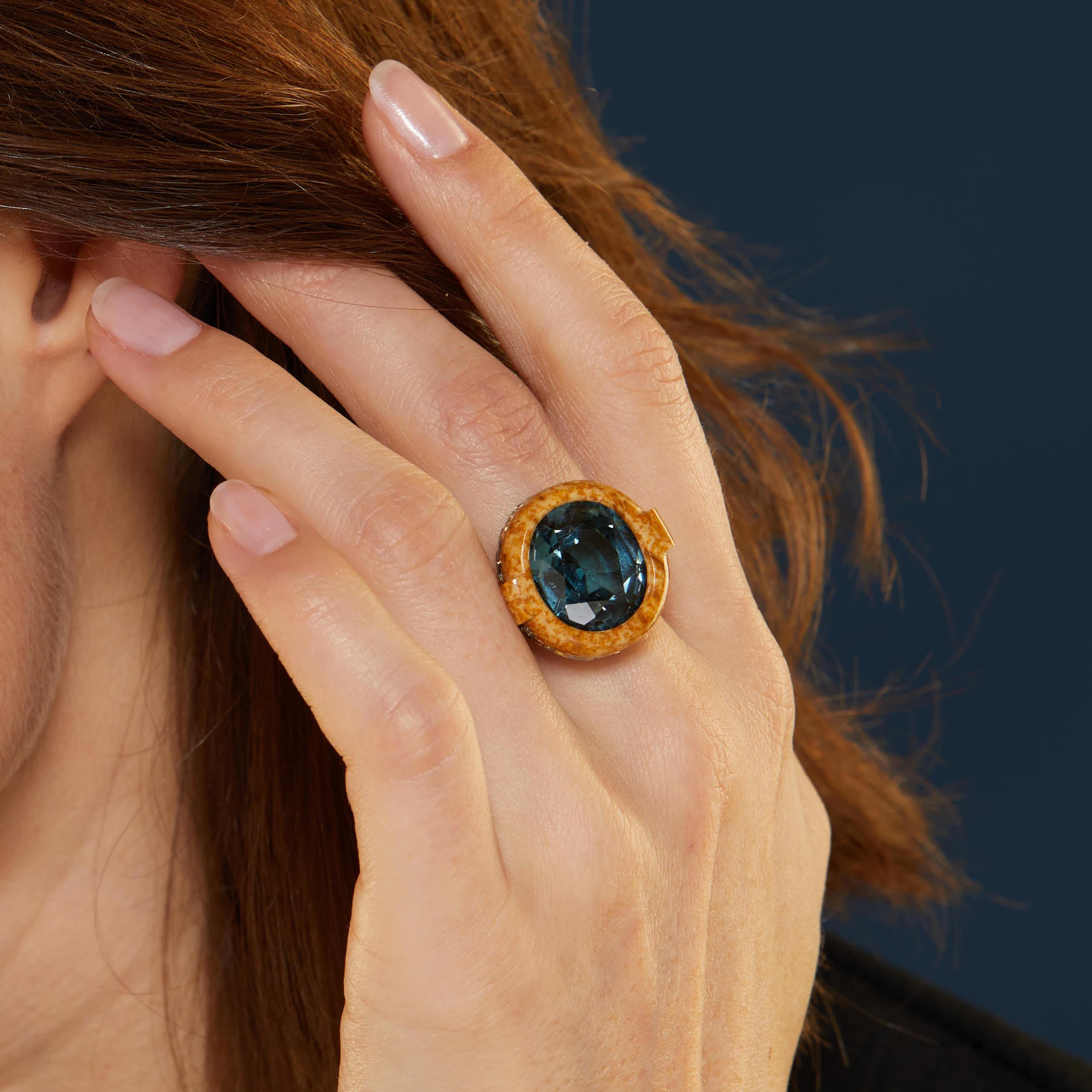 Nicholas Varney Blue Tourmaline Gion Ring For Sale 7