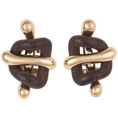 Nicholas Varney Cocobolo Wood and Gold Earrings