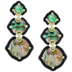 Nicholas Varney Mother of Pearl Ebony and Diamond Earrings