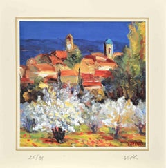 The Village – Lithographie zugeschrieben Nicholas Verrall, spätes 20. Jahrhundert