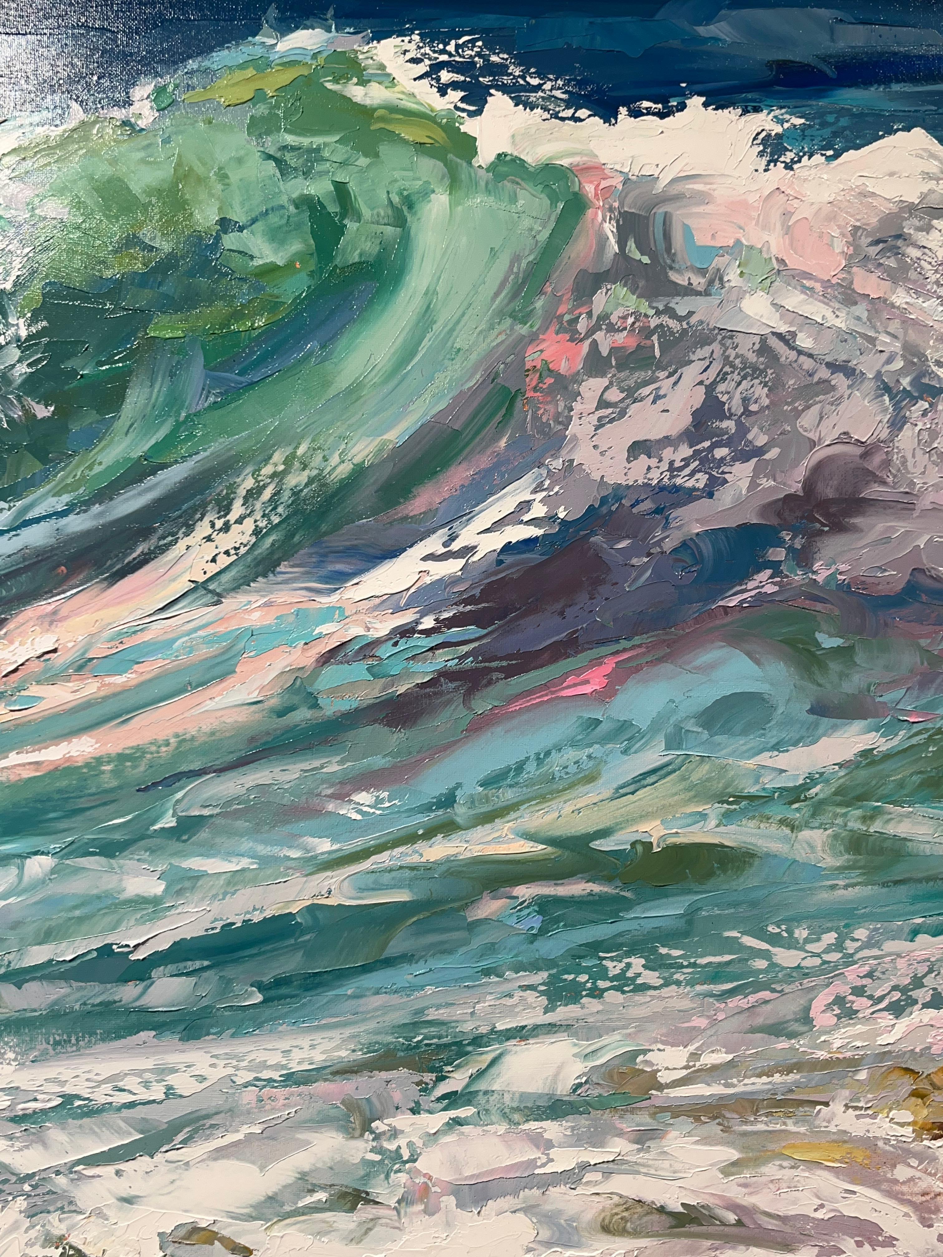 Breaking Wave - modern art expressionist seascape vivid colour waterscape For Sale 1