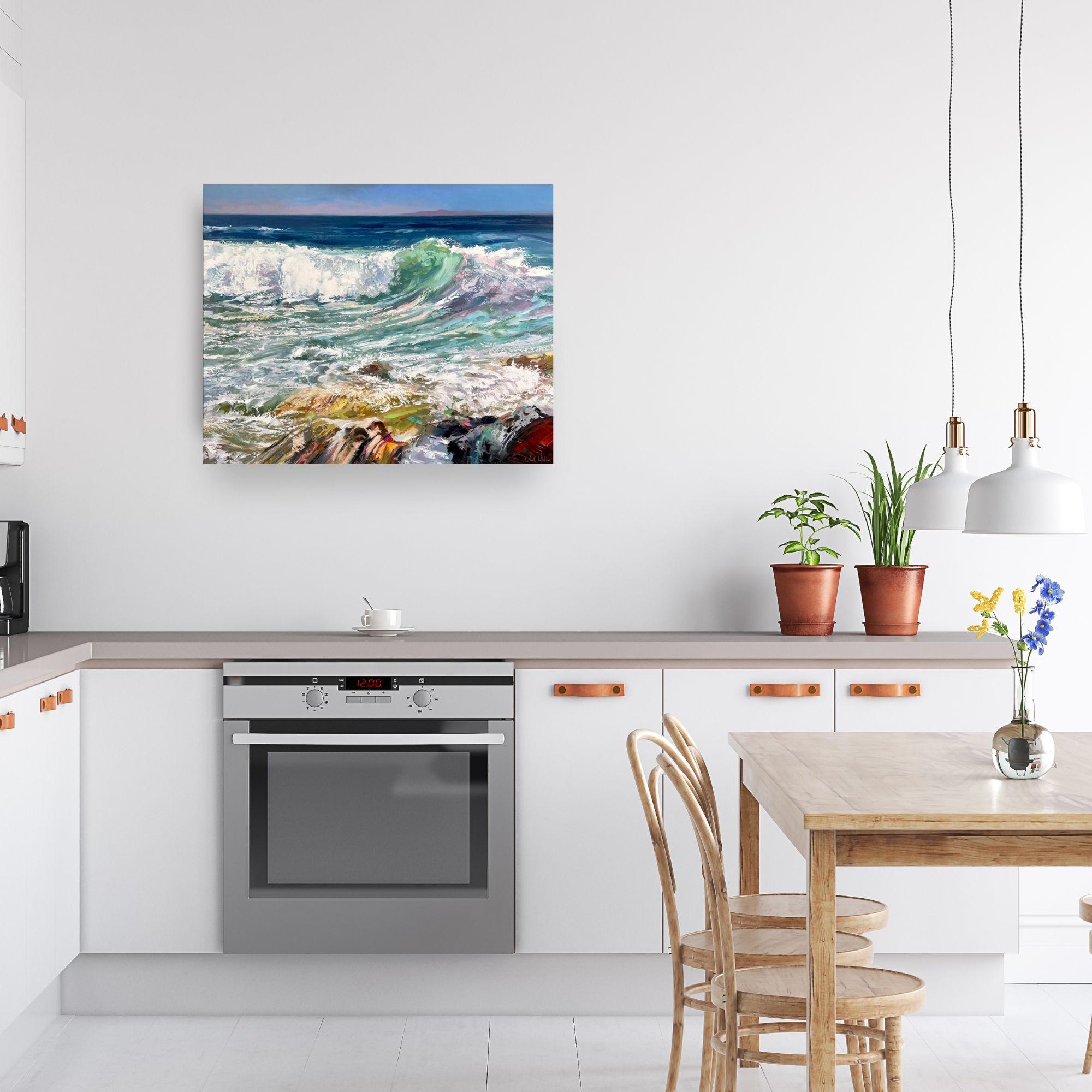 Breaking Wave - moderne Kunst Expressionist Seestück lebendige Farbe Wasserlandschaft im Angebot 1