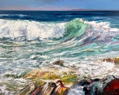 Breaking Wave - modern art expressionist seascape vivid colour waterscape