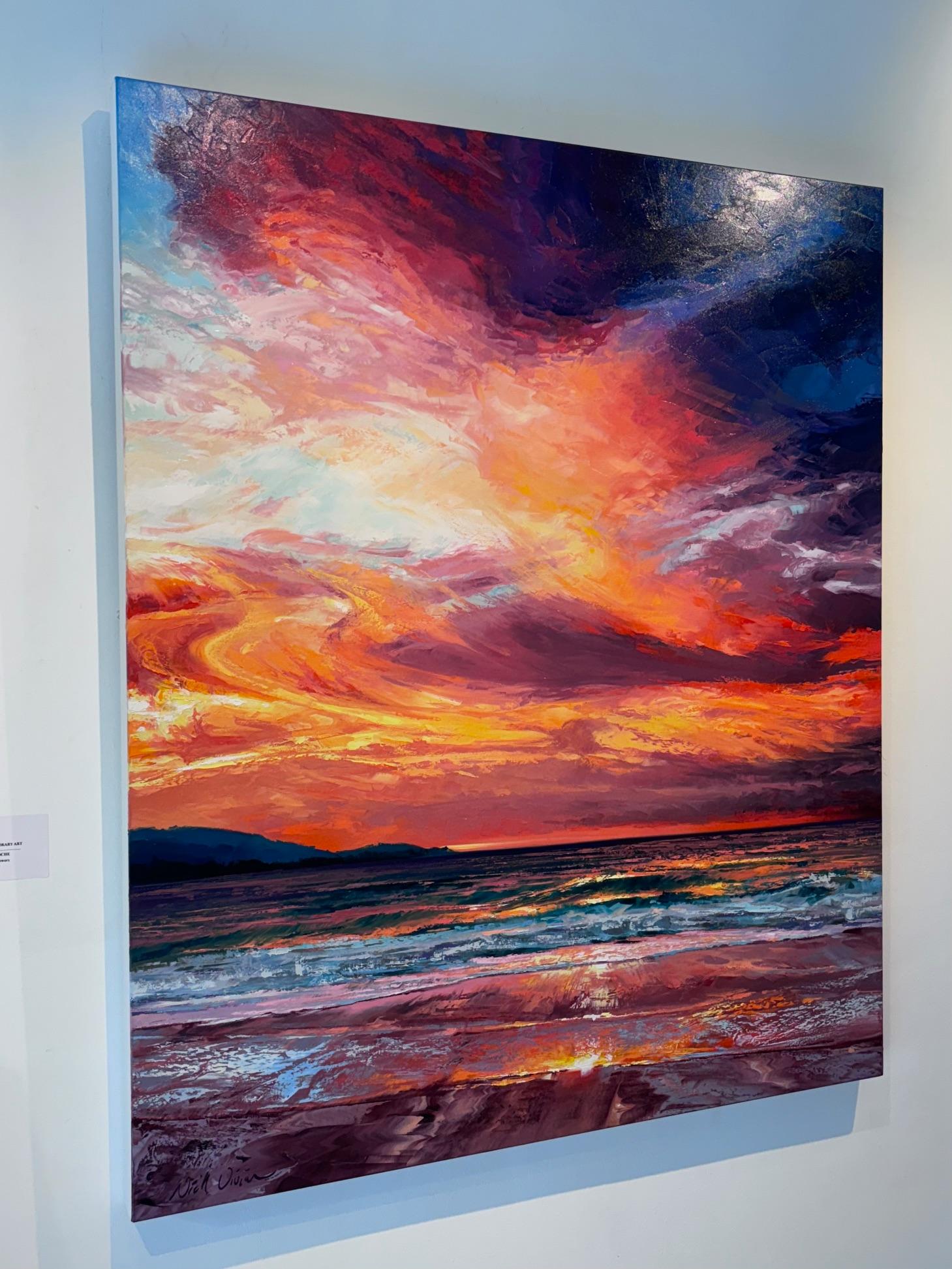 Evening Breeze - impressionist seascape vivid colour - contemporary art For Sale 1