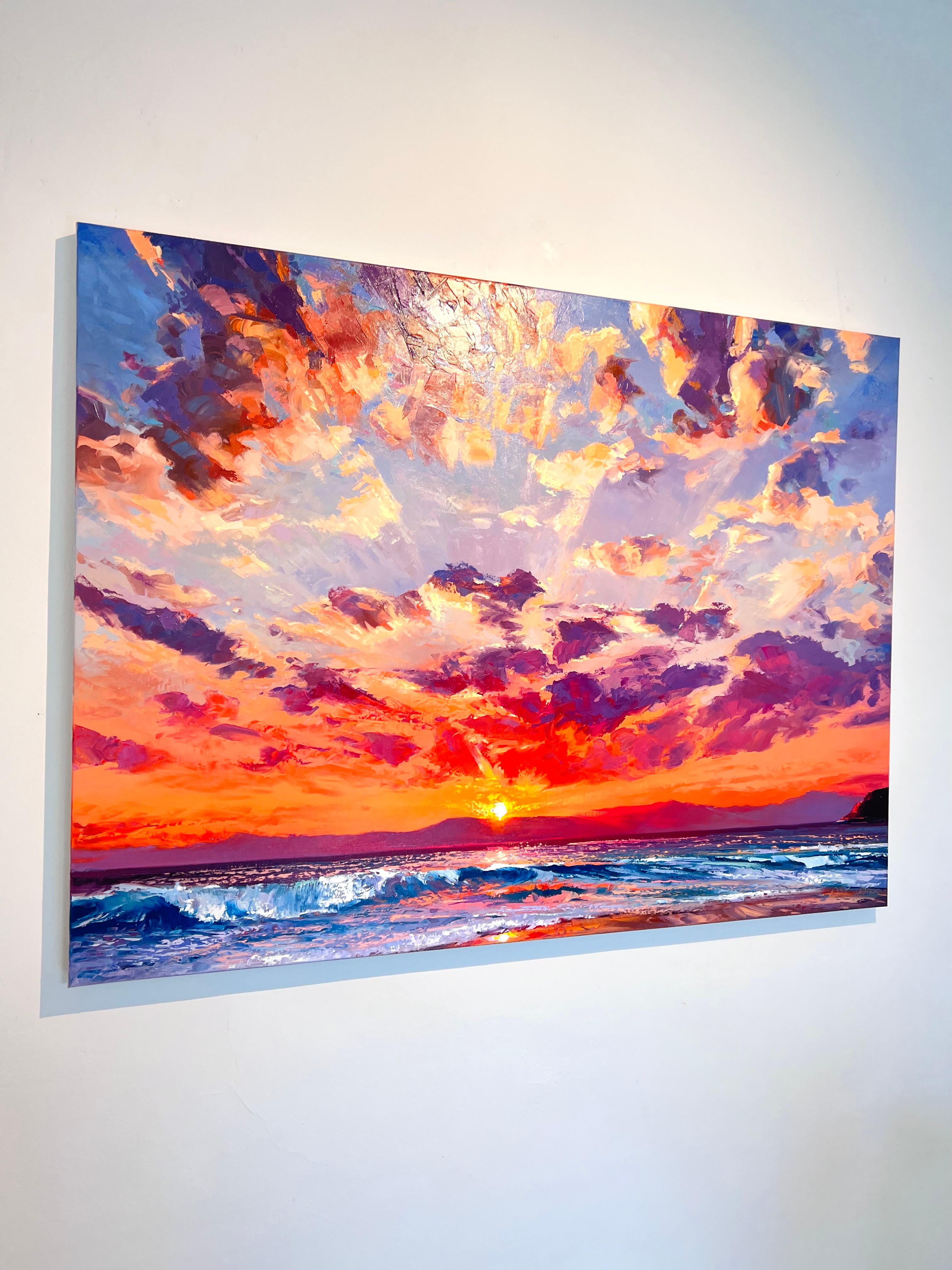 Promise of a New Day - modern art impressionist seascape vivid -contemporary art - Abstract Impressionist Painting by Nicholas Vivian