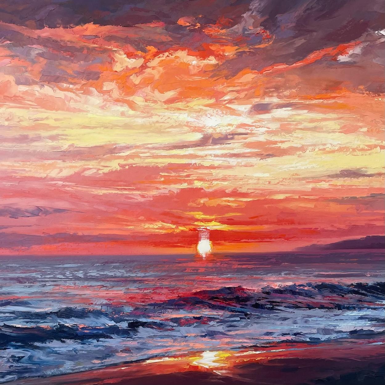 Rhythm of Nature - impressionistische Meereslandschaft in lebendigen Farben - zeitgenössische Kunst (Abstrakter Impressionismus), Painting, von Nicholas Vivian