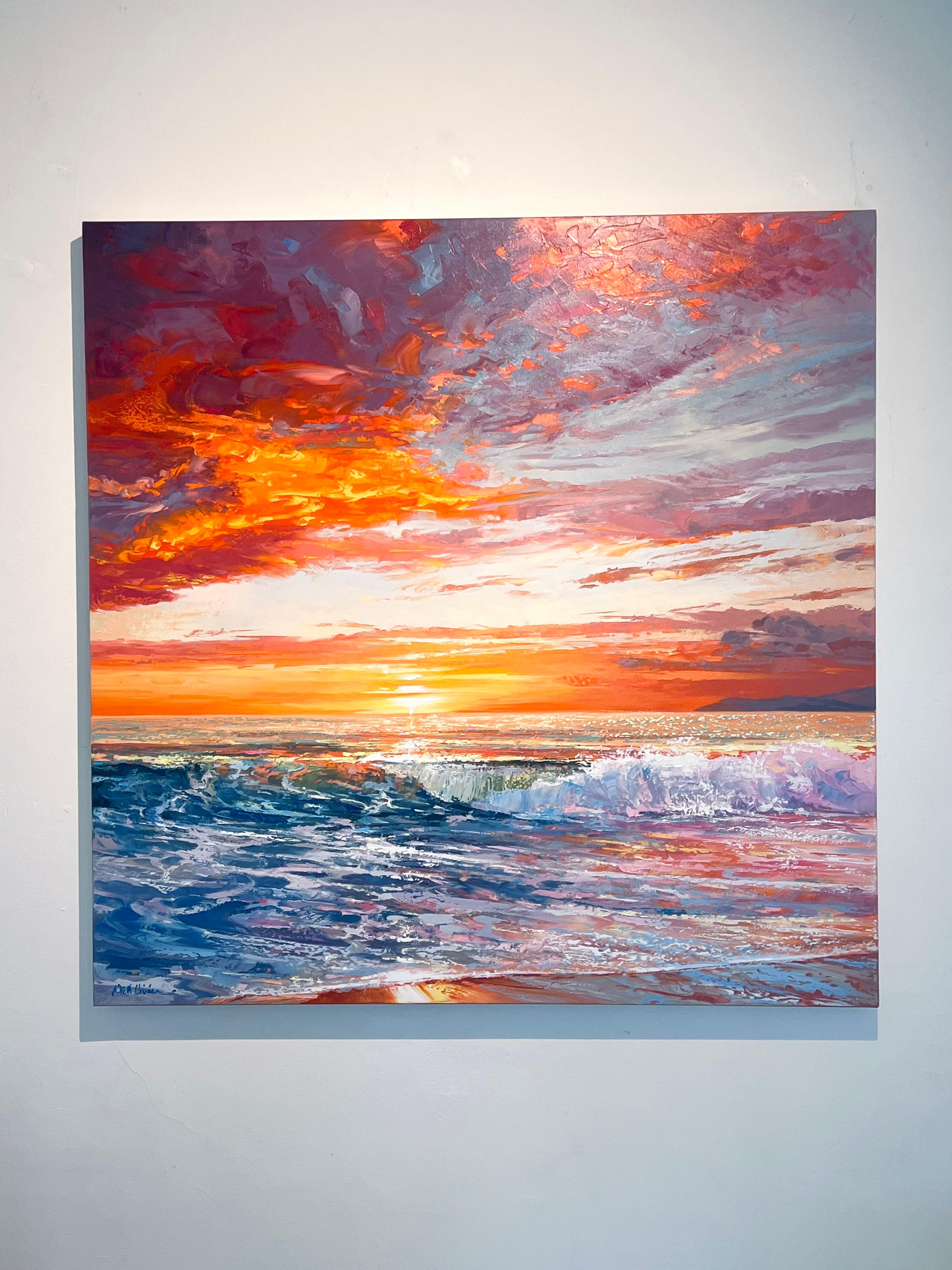 That Golden Hour-modern art impressionist seascape vivid colour-contemprary art - Abstract Impressionist Painting by Nicholas Vivian