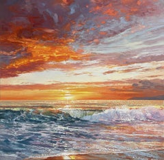 Quell'ora d'oro-arte moderna impressionista paesaggio marino colori vivaci-contemplazione d'arte